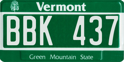 VT license plate BBK437