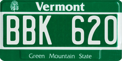 VT license plate BBK620