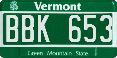 VT license plate BBK653