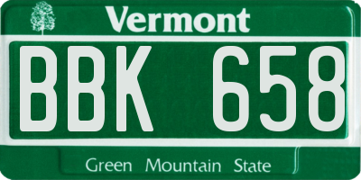 VT license plate BBK658