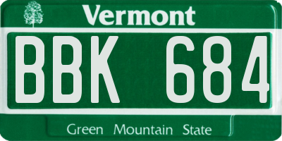 VT license plate BBK684