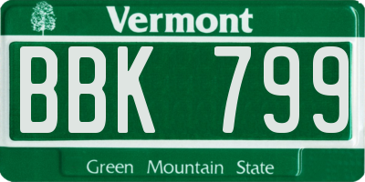 VT license plate BBK799