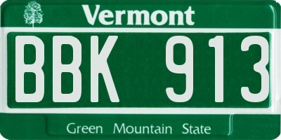 VT license plate BBK913