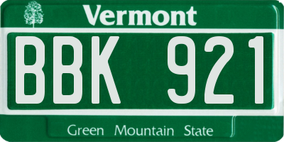 VT license plate BBK921
