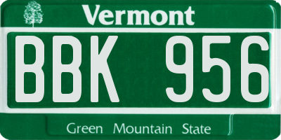 VT license plate BBK956