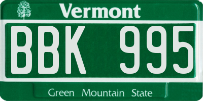 VT license plate BBK995