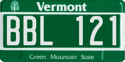 VT license plate BBL121
