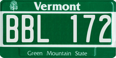 VT license plate BBL172