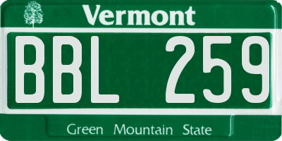 VT license plate BBL259
