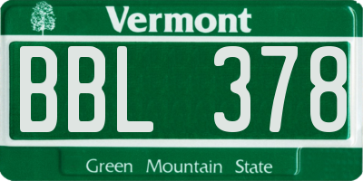 VT license plate BBL378