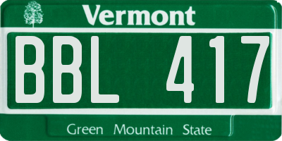 VT license plate BBL417