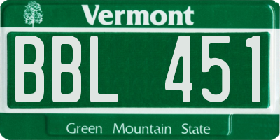 VT license plate BBL451