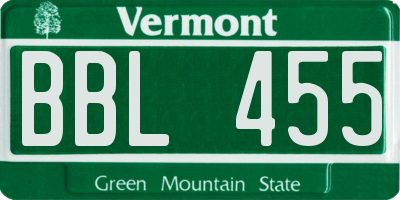 VT license plate BBL455