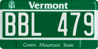 VT license plate BBL479