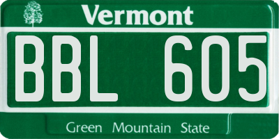 VT license plate BBL605