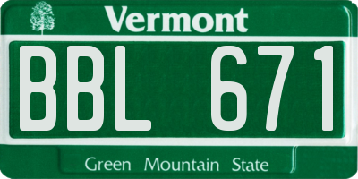 VT license plate BBL671