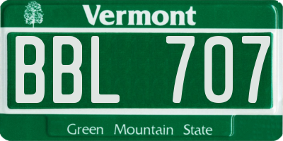 VT license plate BBL707
