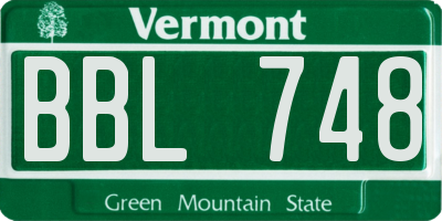 VT license plate BBL748
