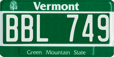 VT license plate BBL749
