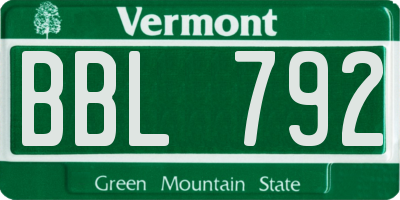 VT license plate BBL792