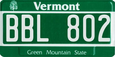 VT license plate BBL802