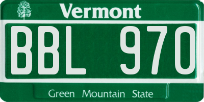 VT license plate BBL970