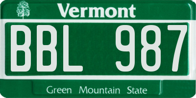 VT license plate BBL987