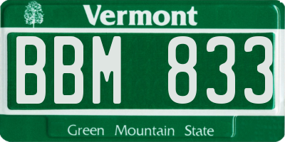 VT license plate BBM833