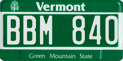 VT license plate BBM840