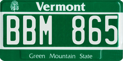 VT license plate BBM865