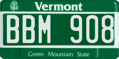VT license plate BBM908