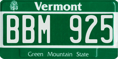 VT license plate BBM925