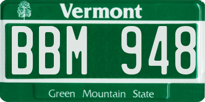 VT license plate BBM948