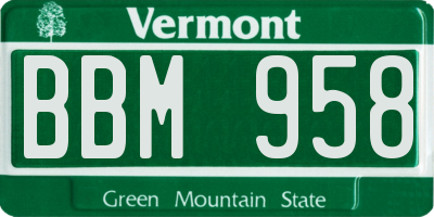 VT license plate BBM958