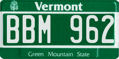 VT license plate BBM962