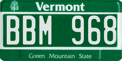 VT license plate BBM968