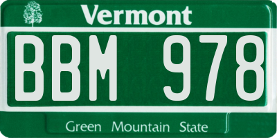 VT license plate BBM978