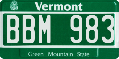 VT license plate BBM983