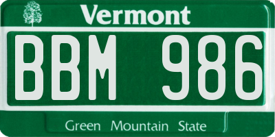 VT license plate BBM986