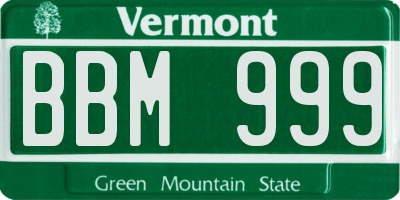 VT license plate BBM999