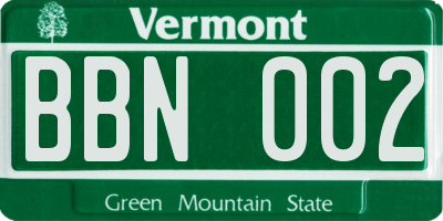 VT license plate BBN002