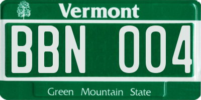 VT license plate BBN004
