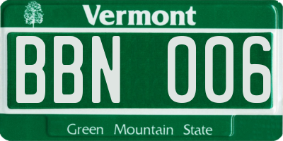 VT license plate BBN006