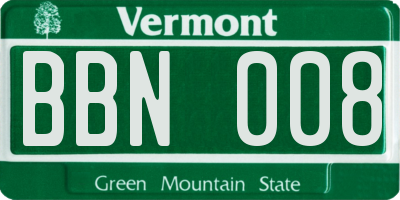 VT license plate BBN008