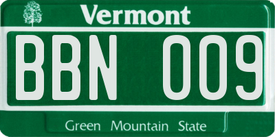 VT license plate BBN009