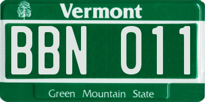 VT license plate BBN011