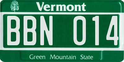 VT license plate BBN014