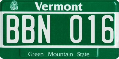 VT license plate BBN016