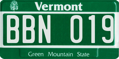 VT license plate BBN019