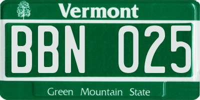 VT license plate BBN025